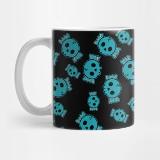 Cute Teal Candy Skulls Pattern - Kawaii Goth Mug